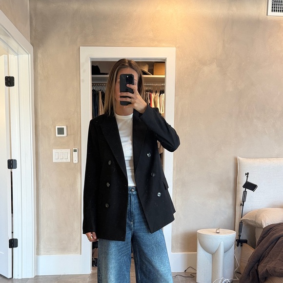 H&M Jackets & Blazers - H&M Women's Black Double-Breasted Blazer